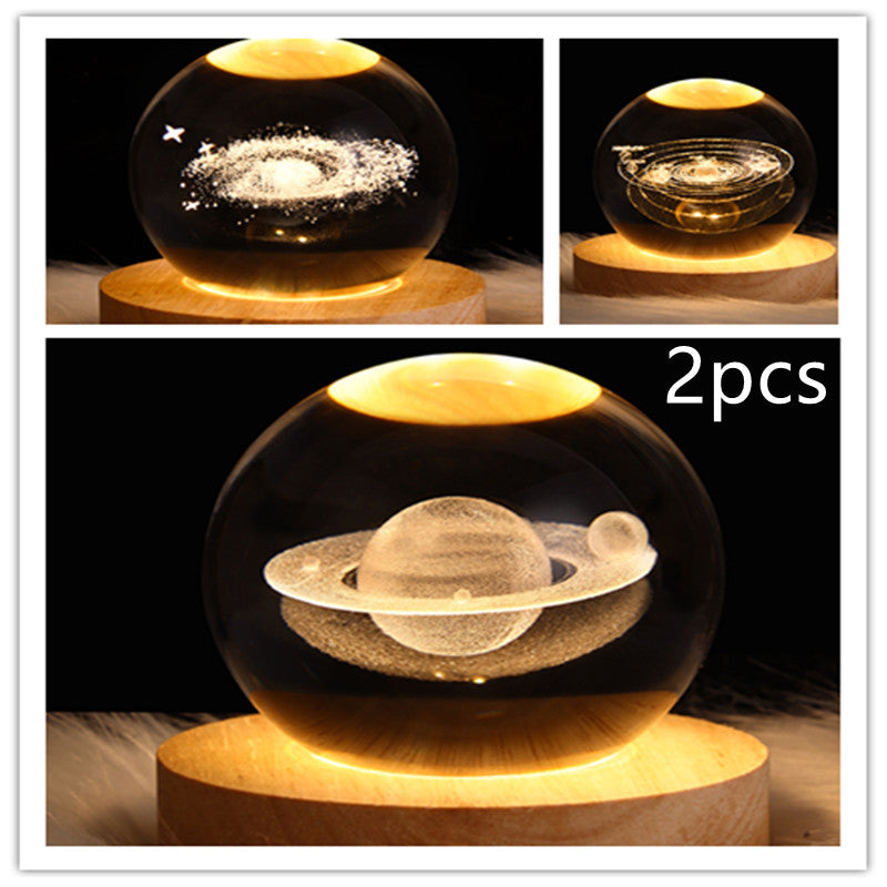 LED Night Light Galaxy Crystal Ball Table Lamp