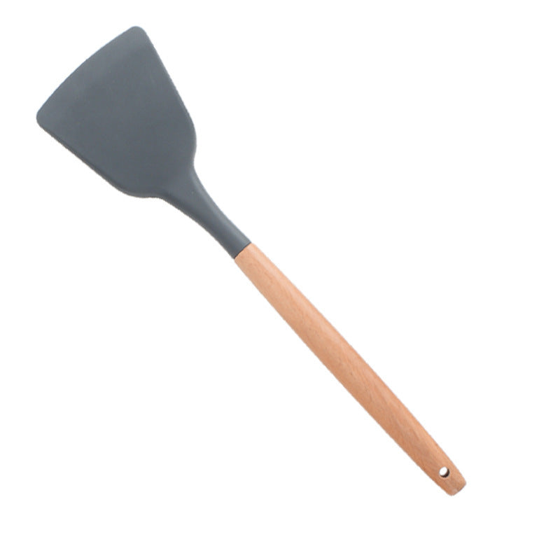 Dark Grey Wooden Handle Silicone Kitchenware