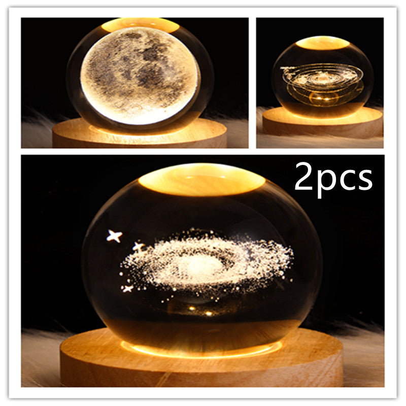 LED Night Light Galaxy Crystal Ball Table Lamp